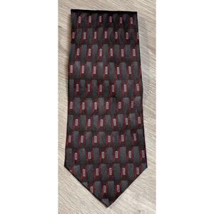 Louis Roth 100% Silk Tie Gray Red Blue Geometric‎ Men 60 X 4